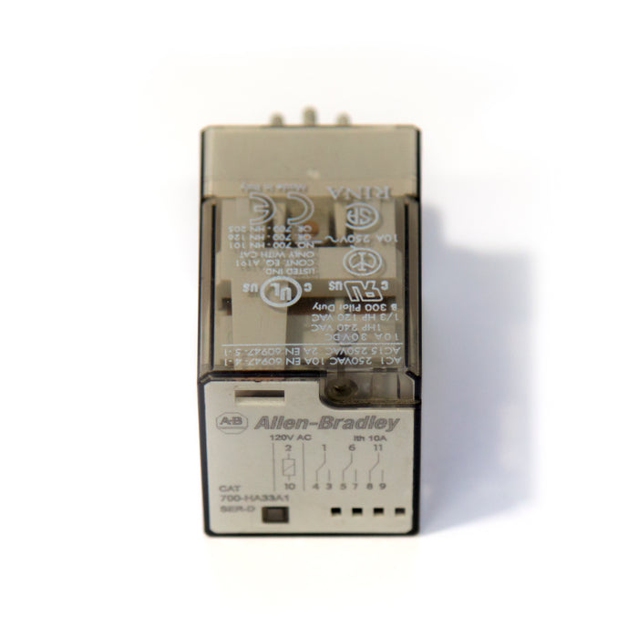 Allen Bradley 700-HA33A1 & 700-HN101 Tube Base Relay with PIN Terminal and DIN Rail Mounting Socket